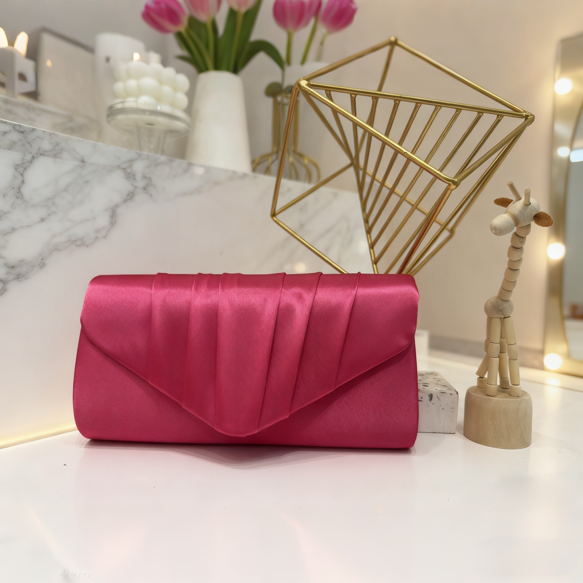 Amazon transfronterizo bolsa de cena de damas plegada bolsa de mano de color sólido fiesta de boda sobre de lujo bolsa de cena