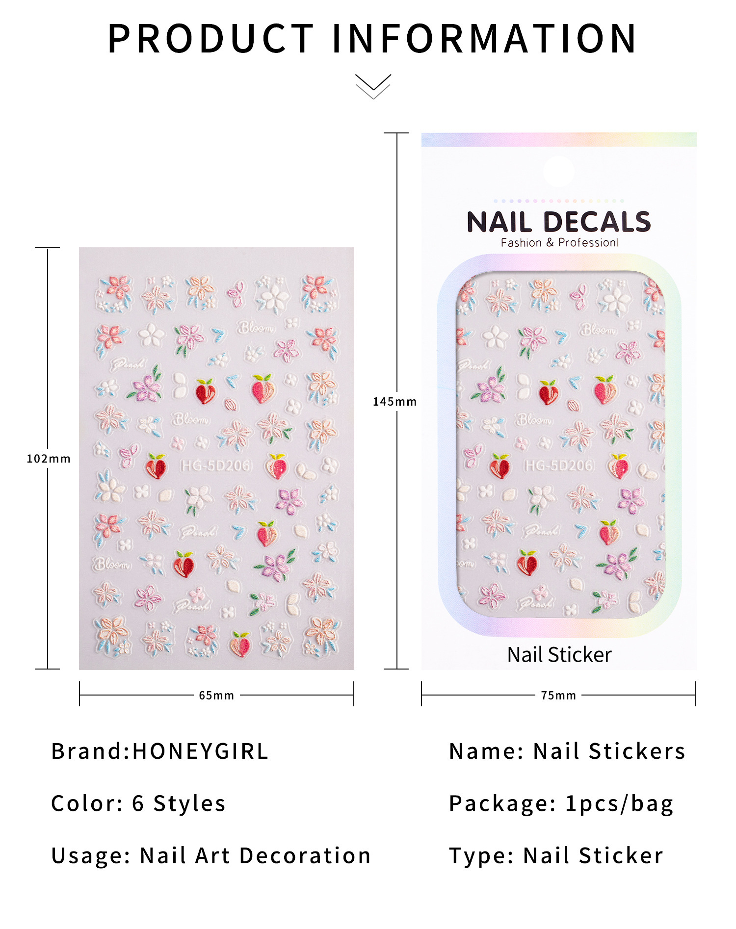 10g Weight Nail Decals  Classification of Nail Art Accessories Nail Patches Nail Supplies PET, tpu Material Flower Pattern Cute, Sweet Style Cute Sweet Flower PET Tpu Nail Patches 无