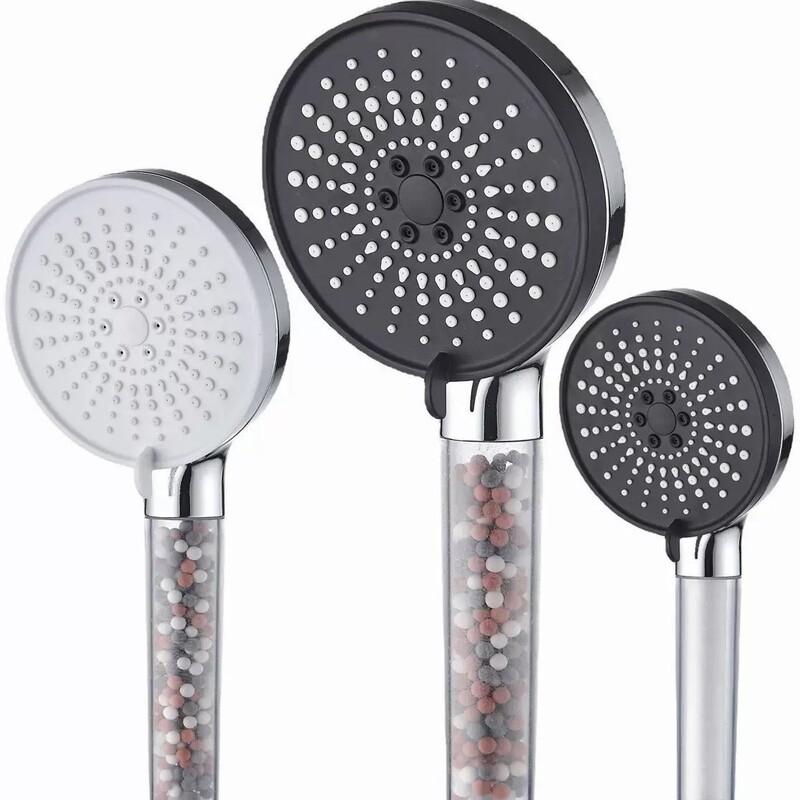 Five-Speed Water Outlet Adjustable Filter Showerhead, Negative Ion Hard Water Softener, Showerhead Bracket, No Drilling Required Five-Speed Water Outlet Adjustable Filter Showerhead, Negative Ion Hard Water Softener, Showerhead Bracket, No Drilling Required