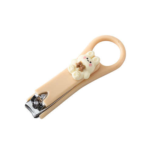 ins cute cartoon nail clipper cream color nail clipper creative folding anti-splash nail clipper manicure