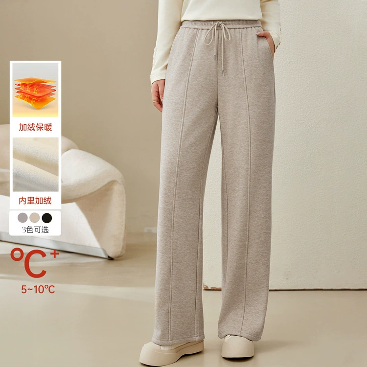 [Вертикальные широкие брюки плюс бархатные теплые брюки клейкие рисовые брюки] Полноцветный большой размер женский толстый mm2025 весенний новый