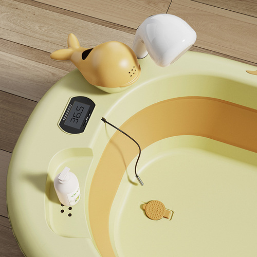 Newborn foldable temperature-sensitive baby bathtub for infants, with sitting and lying functions, enlarged size children's bathtub