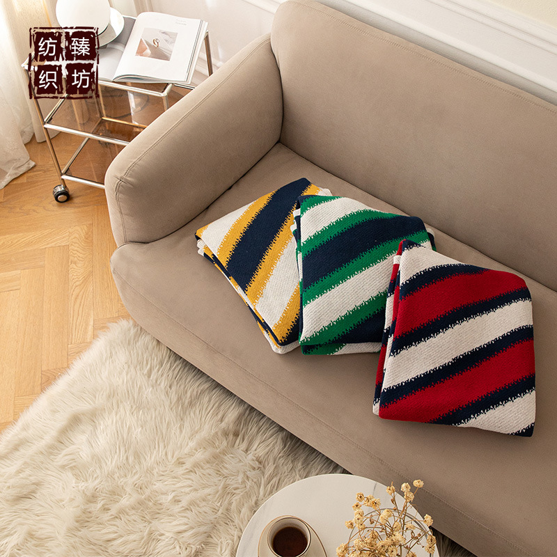 全棉多色针织毛线盖毯 办公空调卧室午休毯子 拍照道具