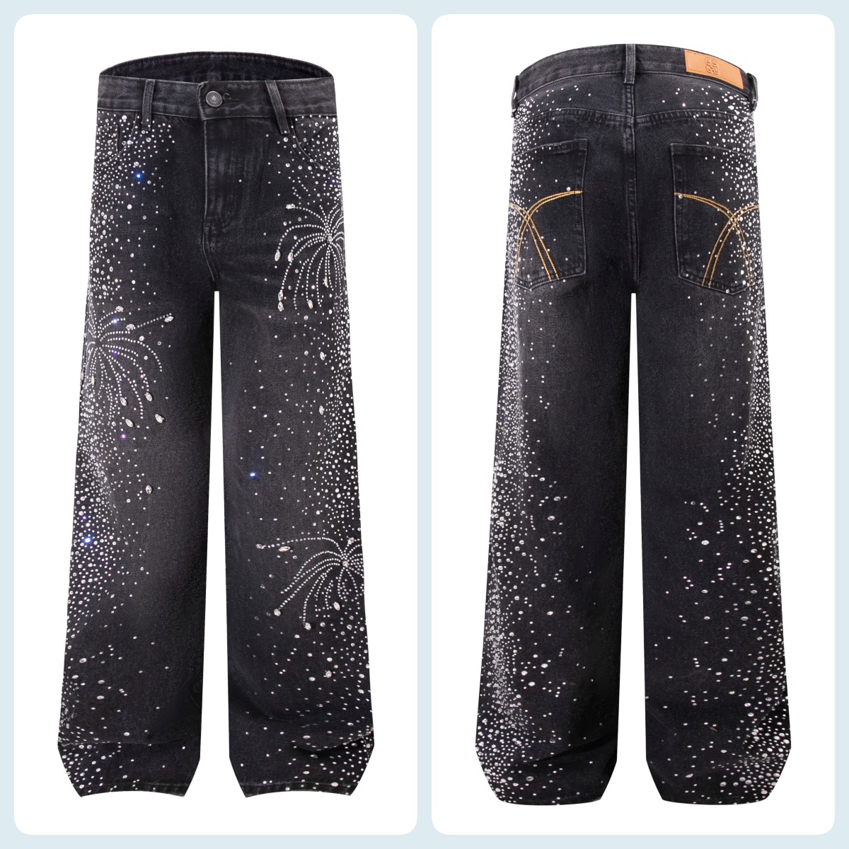 European And American Cross-Border Full Rhinestone Jeans Men's 2025 New Trendy Brand Fashion Loose Straight Long Pants_voghion.com