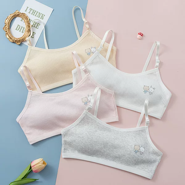 Junior high school students underwear female Korean vest development period without steel ring girls breathable one-piece cup underwear students 57