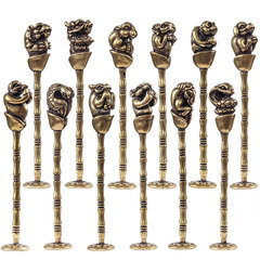 Brass pipe stem personalization twelve zodiac stem creative retro pipe accessories hollow groove anti-extinguishing