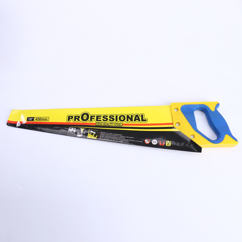 Factory wholesale yellow-and-blue-handled hand saws — landscaping, fruit tree pruning, logging, and home DIY woodworking hand saws