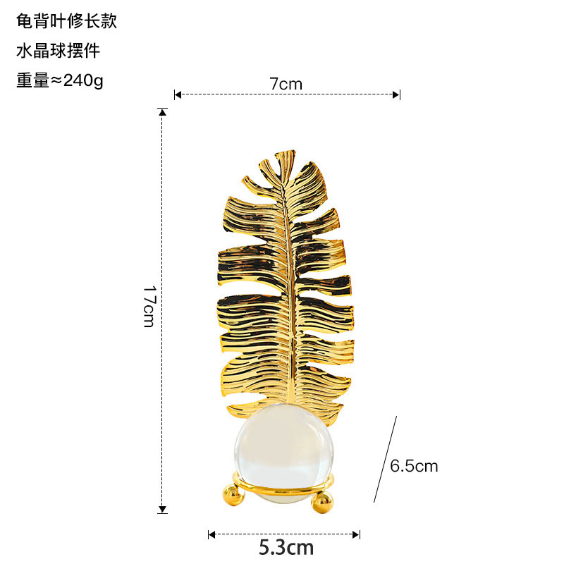 北欧の軽い豪華な金属の木の葉の水晶の玉は書斎の本棚の酒の枠のモデルハウスの玄関の装飾の置物を置きます。|undefined