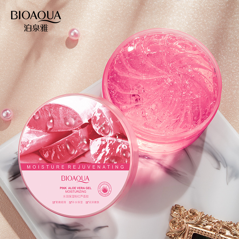 Boquanya hidratante gel de aloe vera Rosa hidratante cuidado de la piel brillo color de la piel refrescante gel de aloe vera no graso image 1