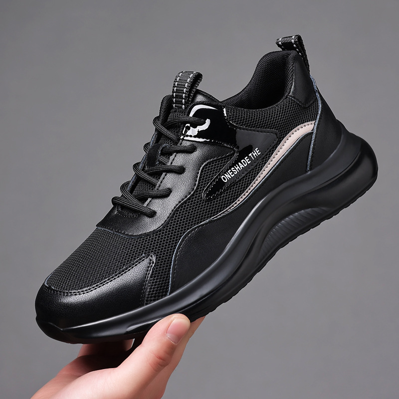 Herren Freizeitschuhe Aus Leder Mit Atmungsaktivem Mesh Und Sohle_voghion.com