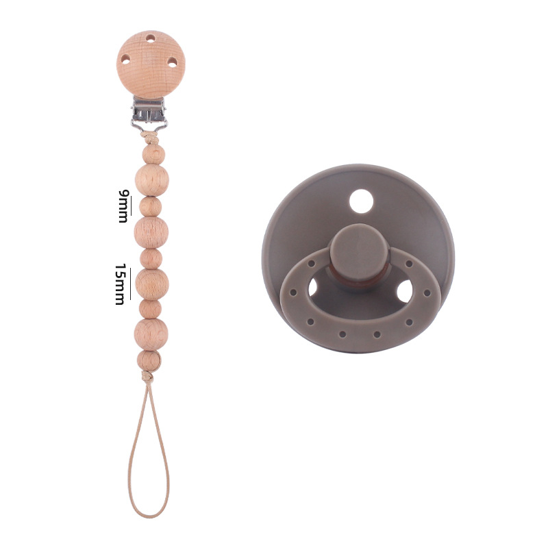 Nuevos suministros para bebés Beech chupete cadena calmante bebé redondo de silicona chupete mordedura molar traje de dos piezas