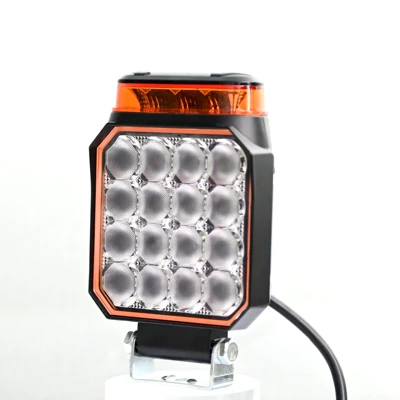 New 18W Led Work Light with Yellow Flashing Light, 12-80V Work Warning Light for Excavators, Forklifts, and Construction Vehicles (İşçi projektorları) - as-shown-in-the-picture