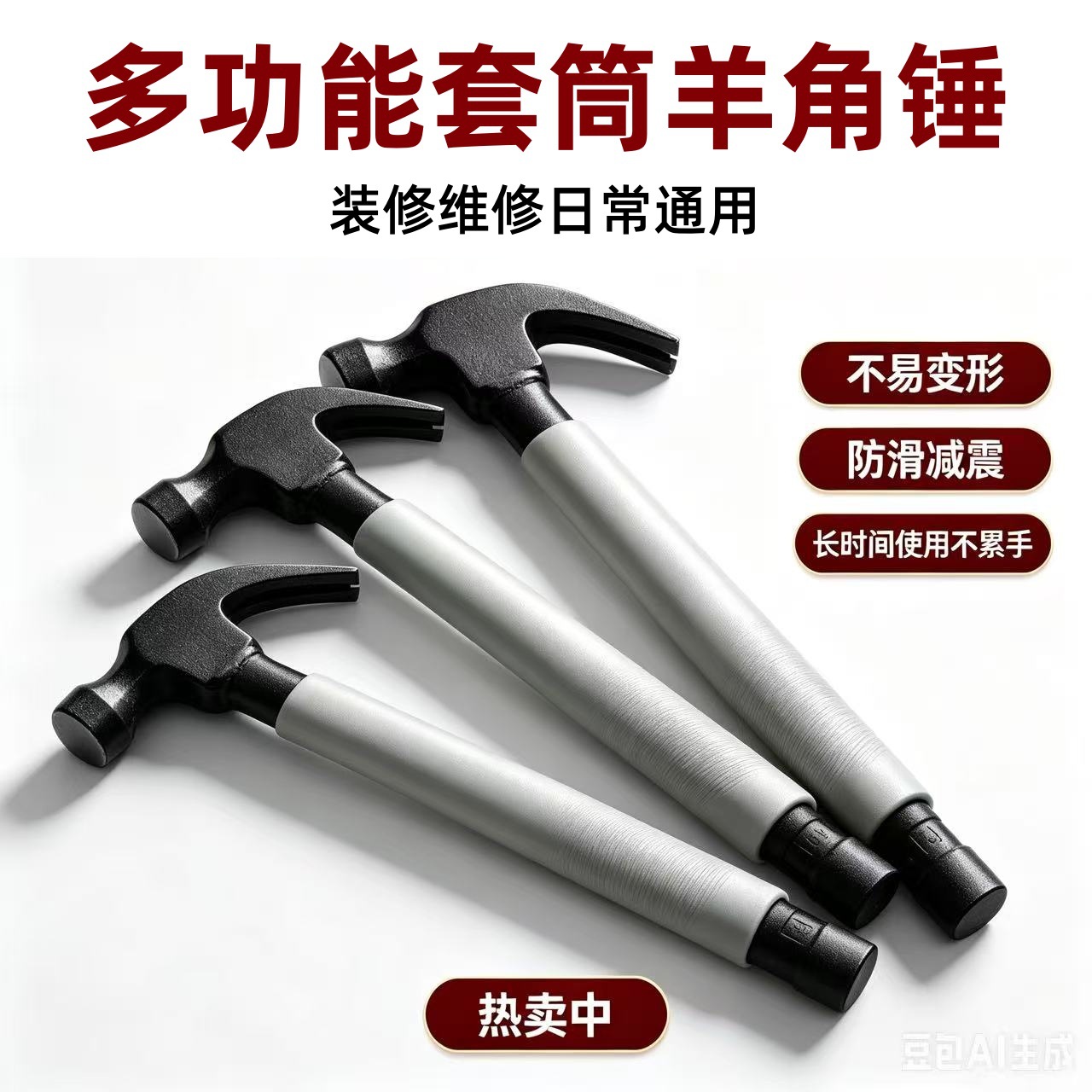 防滑胶套  空调安装锤,一体二合一,多功能锤,高锰钢套筒锤,铁管锤