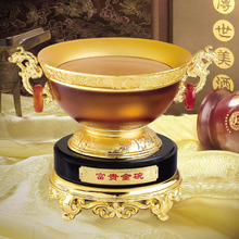琉璃富贵金碗摆件琉璃碗礼品碗合金碗纪念周年庆典广告商务礼品