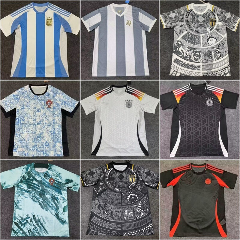 2425 National Team Thai Version Sports T-Shirt Jersey Short-Sleeved Football Uniform Messi Argentina German Saudi Arabia France V-Neck