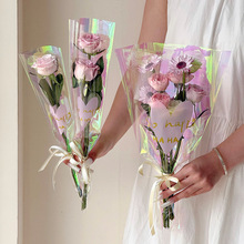 璀璨 幻彩心愿单支袋鲜花包装袋幻彩透明opp袋防水镭射摆摊材料