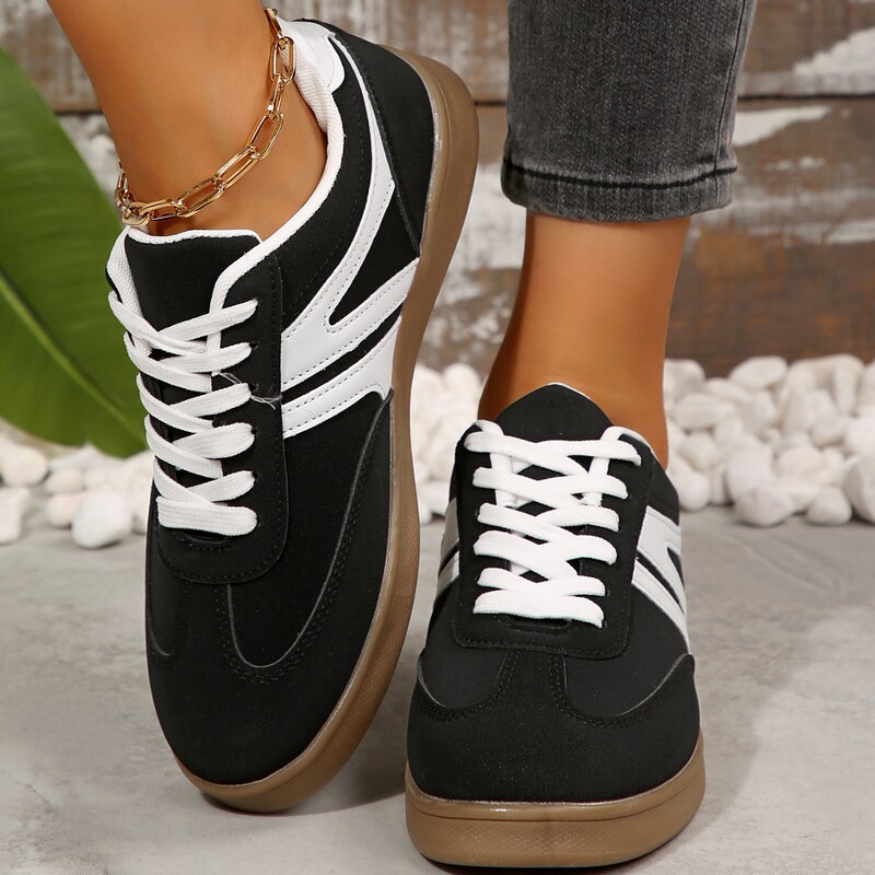 Cross-Border Export 2025 Large Size White Shoes for Women Retro Casual Versatile Fashion Round Toe Sports Running Flats Shoes