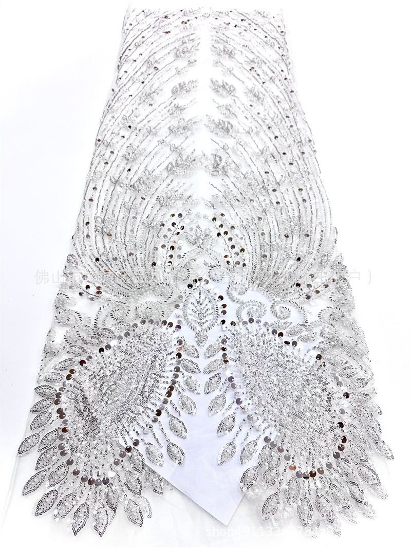 Moda alta francesa vestido de boda vestido de cena vestido de moda encaje tubo bordado tela