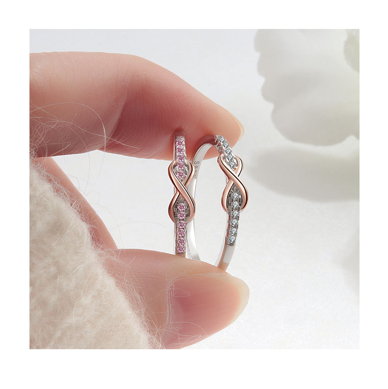 Women's Gender 925 Sterling Silver Zircon Infinity Rings 925 Sterling Silver Rings