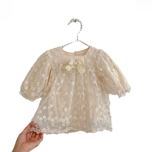  Autumn New Baby onesie Korean baby mesh dress lace bow triangle diaper cover dress