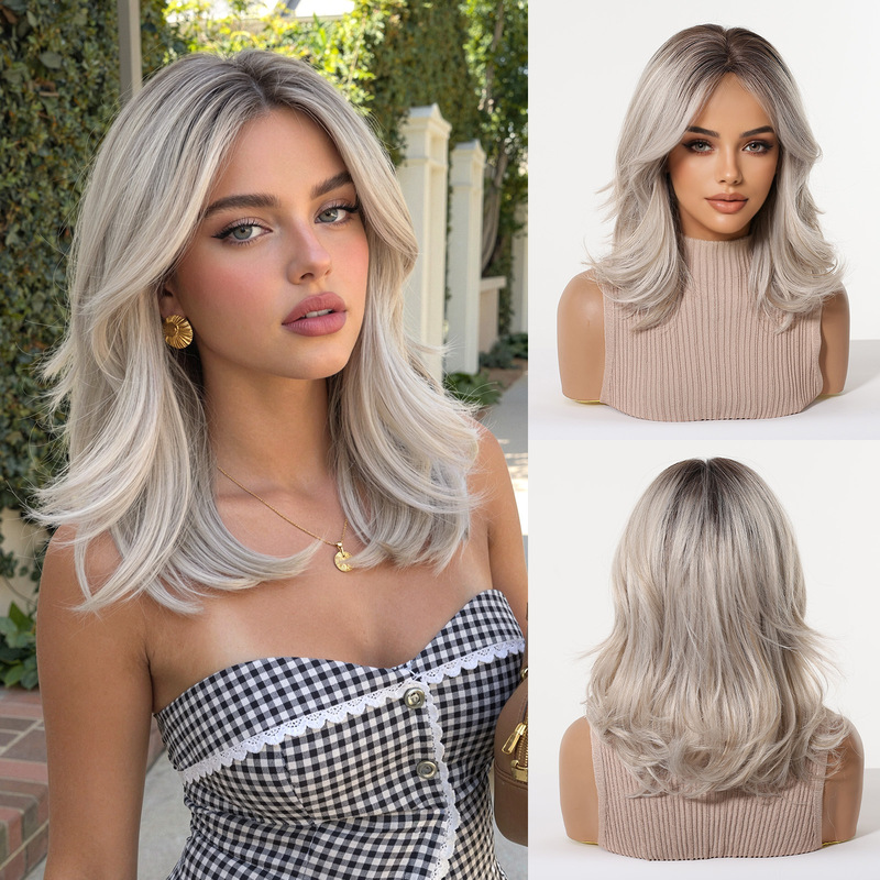 Cross-border synthetic fiber wig for women, gray short curly hair with bangs, full headpiece, stylish, age-reducing, natural and comfortable Cross-border synthetic fiber wig for women, gray short curly hair with bangs, full headpiece, stylish, age-reducing, natural and comfortable