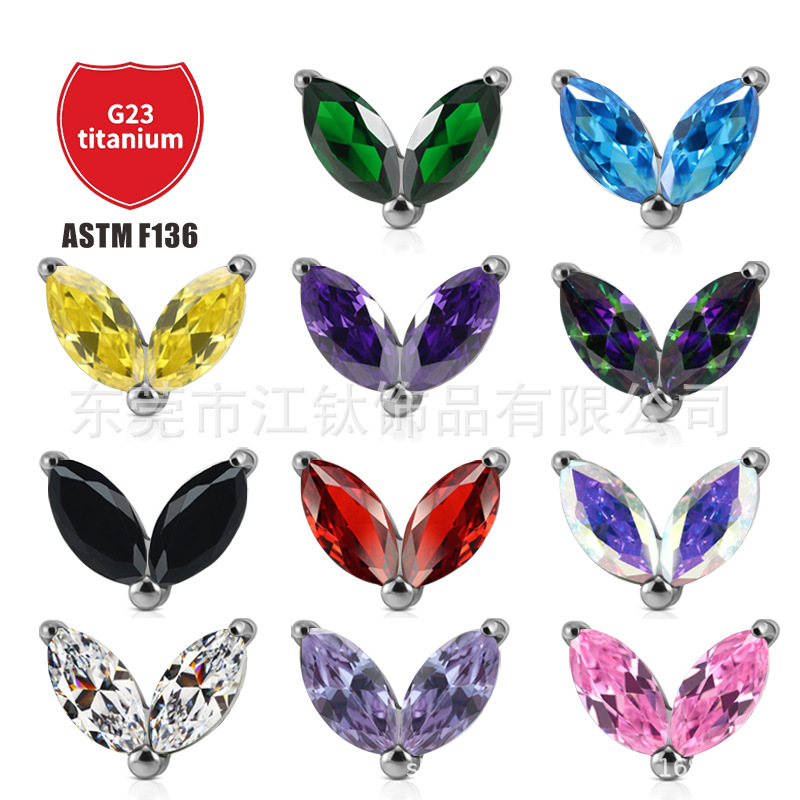 Pointed titanium steel lip stud product view