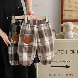 宝宝装秋裤子男女童洋气格子哈伦裤婴儿休闲深秋初冬外穿束脚裤潮