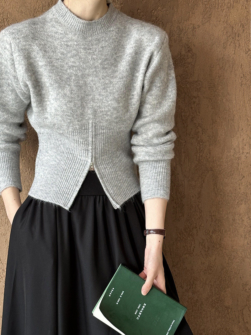 Juzhi 初秋の新作トップス韓国風ルーズハイエンドソフトワックスのような優しいルーズプルオーバーセーター 8638