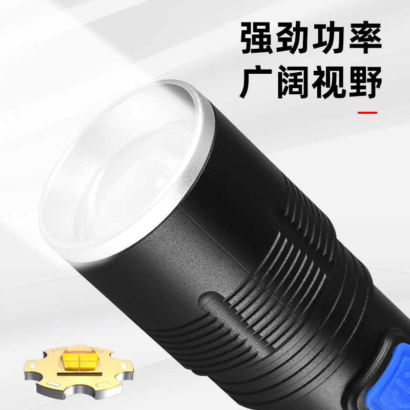 New P50 High-Intensity LED Flashlight with Multifunctional COB Side Light, USB Charging, Aluminum Alloy Outdoor Super Bright Pen Clip Flashlight