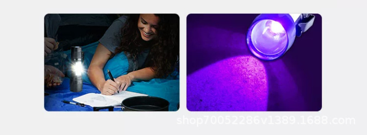 A10 Mini Purple Light Flashlight for Fluorescent Agent Detection, UV Jade Identification, Anti-Counterfeiting, White Light, Rechargeable, Money Detection
