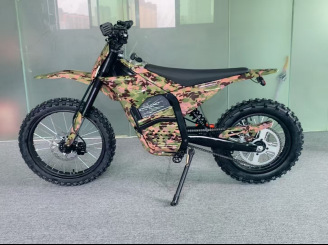 M1 electric motorcycle, camouflage design, powerful off-road performance