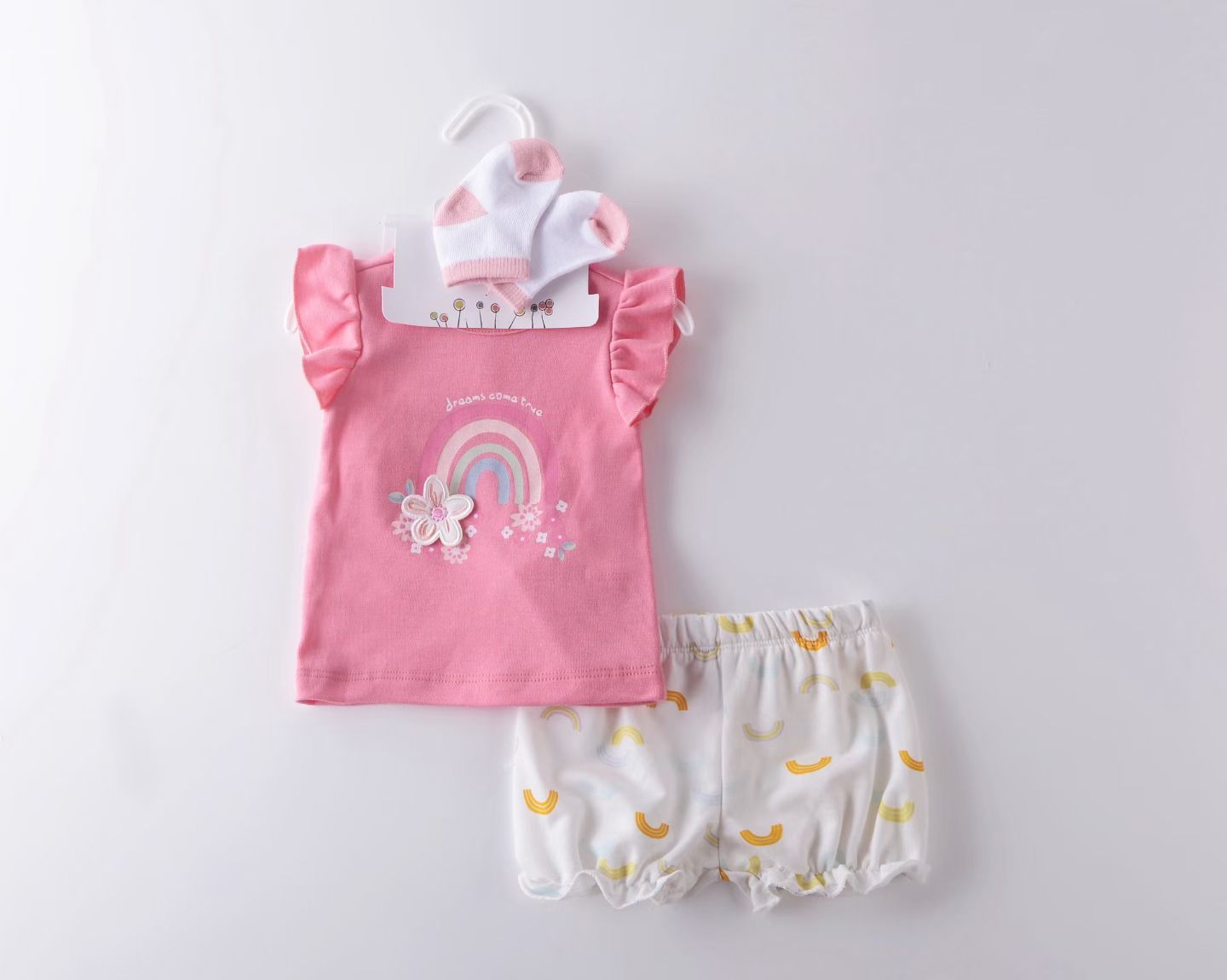 Conjunto de Ropa de Manga Corta para Bebé de 3 Piezas de Algodón Suave para Recién Nacidos