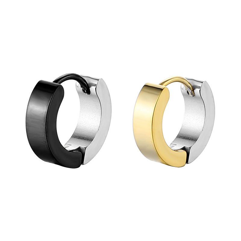 1 Piece Simple Style Geometric Color Block Polishing Plating Stainless Steel Hoop Earrings display picture 1