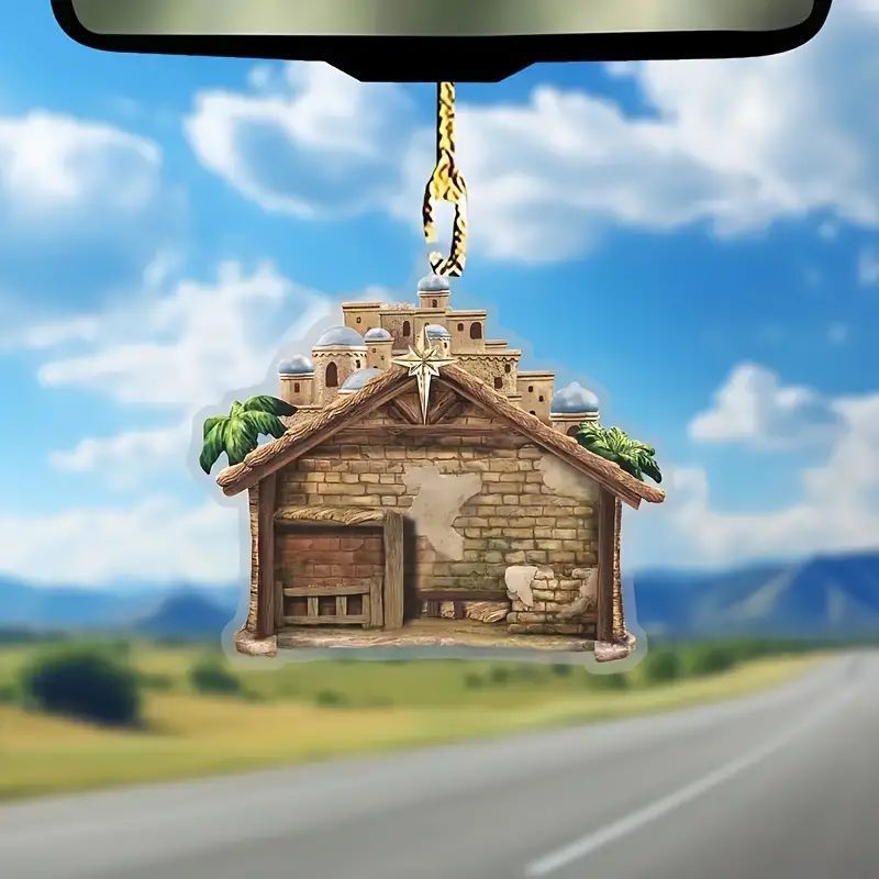 Nuevos productos transfronterizos de automóviles acrílicos decoración plana espejo retrovisor colgante casa de dibujos animados espejo colgante automóvil