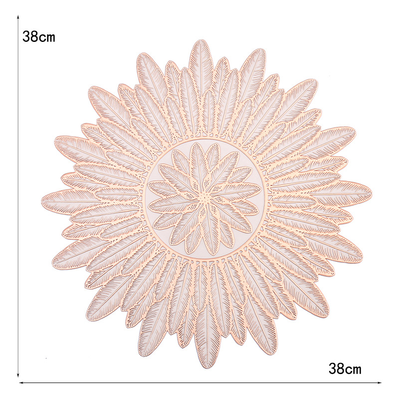 Mantel de PVC redondo transfronterizo de Amazon almohadilla de aislamiento térmico de café de plumas creativas