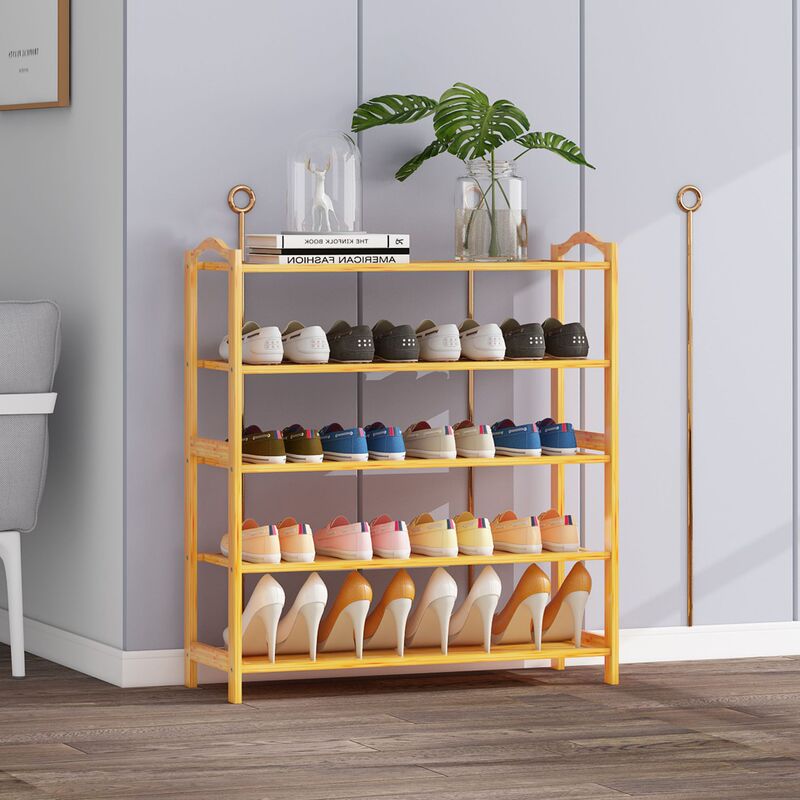The Essence of Bamboo Multi-layer Dustproof Bamboo Shoe Rack Simple Household Storage Cabinet Shoe Cabinet Economical Storage Rack Storage Rack