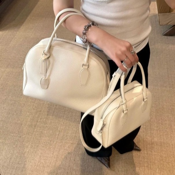 Row Bowling India 12 Large Capacity Retro Boston Pillow Bag Top Grain Cowhide Commuter Women's Handbag - Thumbnail 3