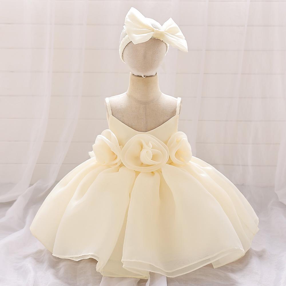 Comercio exterior nuevos niños pequeños y medianos princesa vestido bebé cumpleaños banquete vestido tridimensional ramillete vestido de cabestrillo image 4