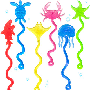 Cross-Border Popular Gold Powder Sticky Marine Animal Wall Climbing Palm Elastic Telescopic Sticky Toy to Relieve Stress and Vent