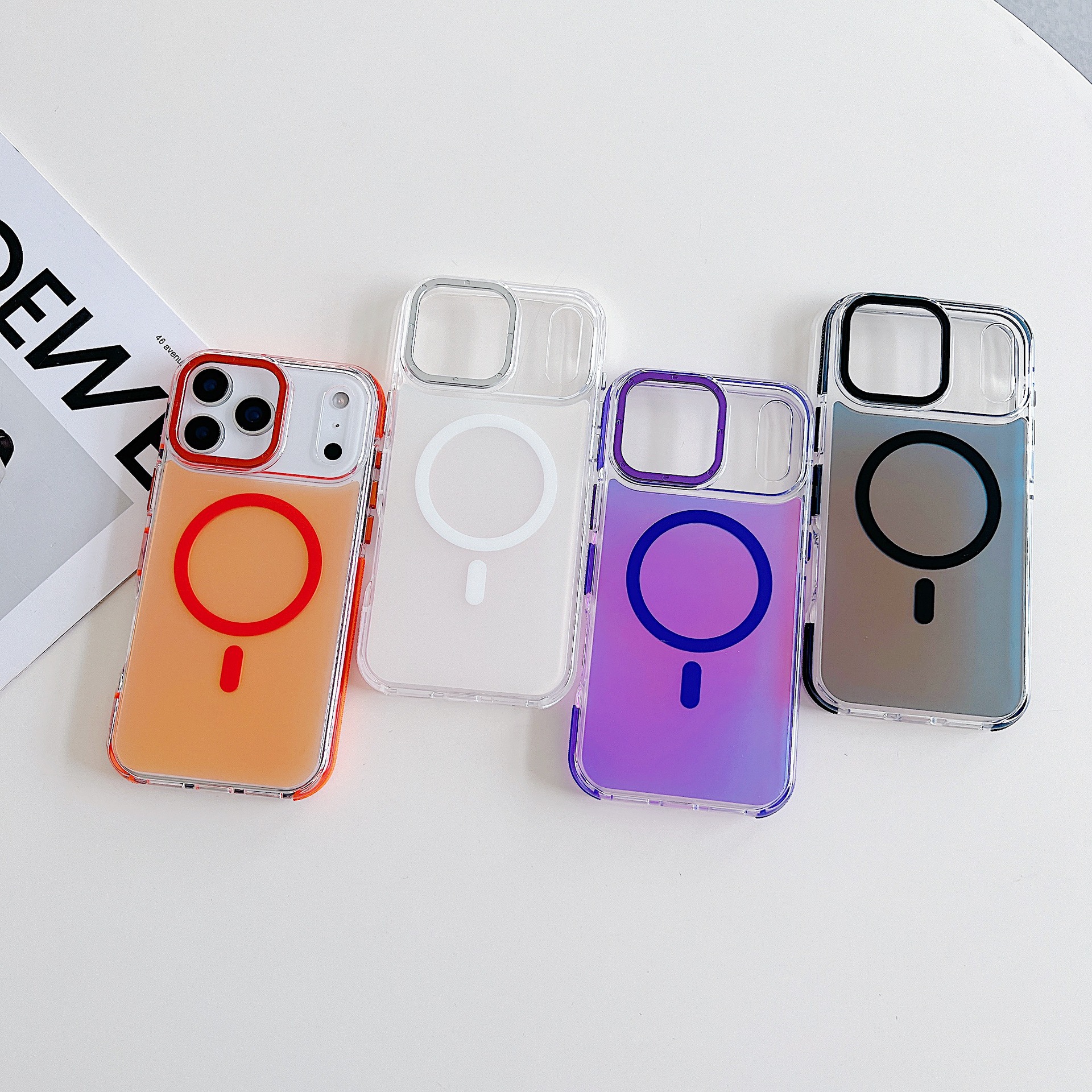 适用iPhone17迅彩渐变磁吸手机壳苹果16promax防滑边框15全包护套