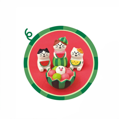 ZAKKA Cat Summer Watermelon Kingdom Japanese Grocery Creative Pop Culture Gift INS Craftwork Resin Miniature Ornament