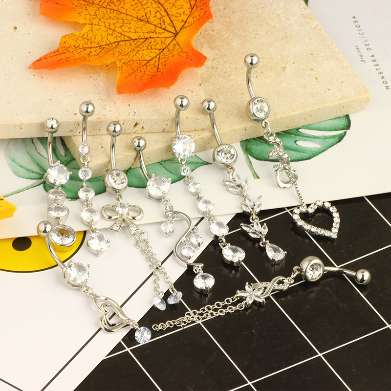 304 Stainless Steel Material Solid Color Pattern Women's Gender 1 Piece Belly Rings Simple Style Classic Style Solid Color 304 Stainless Steel Inlay Zircon Belly Rings