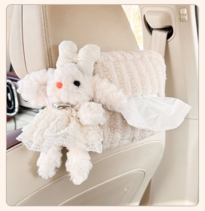Blue Rain Cute Plush Car Tissue Box Cartoon Car Tissue Holder Plush Doll Car Tissue Bag Hanging Type