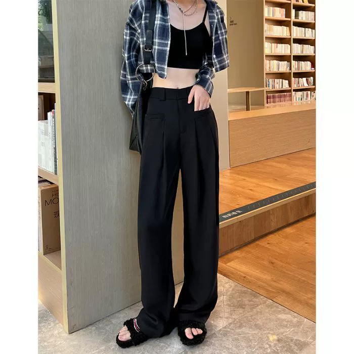 White thin trousers, suit, oversize, loose fit, high-quality style