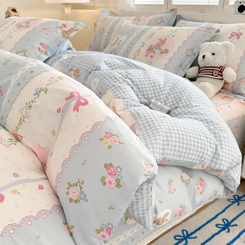 Cama de algodón de cuatro piezas, algodón puro 2025, nueva sábanas domésticas, cama de cama de dormitorio de cuatro estaciones, tres