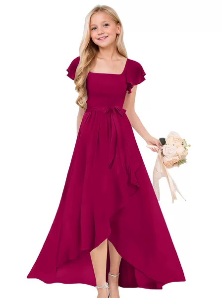 2025 New European and American Foreign Trade Cross-Border New Pure Color Elegant Elegant Waist-Cinching Large Hem Ruffled Long Dress