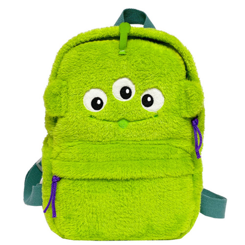 Korean version ins cute furry large capacity backpack  new cartoon street candy color plush backpack