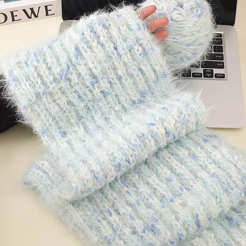 长毛貂手混线毛绒手编围巾diy材料送礼物编织围脖帽子外套供直播