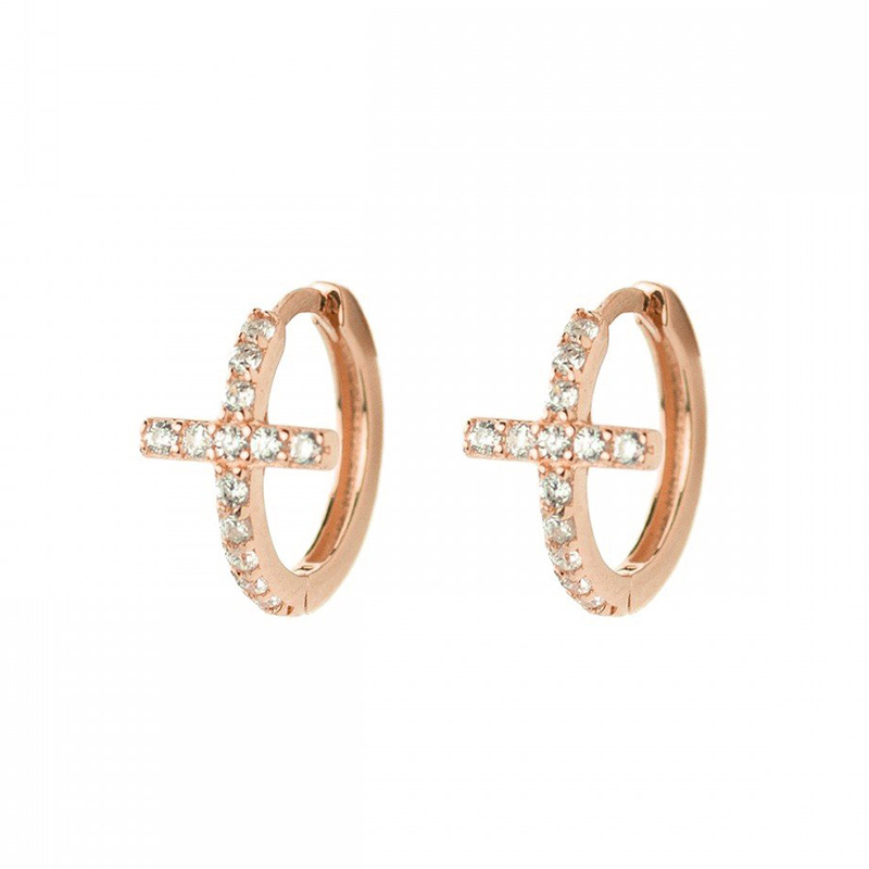 Simple Style Cross Copper Earrings Inlay Zircon Copper Earrings display picture 5