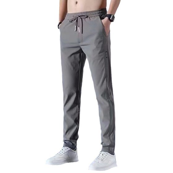 Ice Silk Casual Trousers Men's Summer Thin 2022 Korean Style Fashionable Loose Straight Breathable Sports Pants for Work